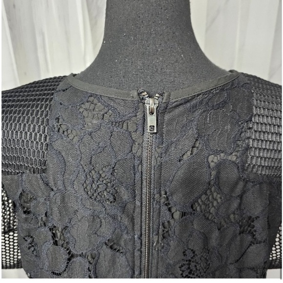 Eloquii Black, Mesh and Lace, Fit & Flare Dress - Picture 9 of 12